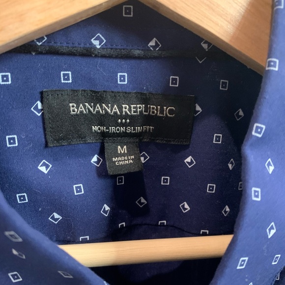 Banana Republic Button Down Patterned Blue Shirt - Picture 3 of 4